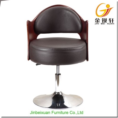 Brown color PU leather wooden bar salon office coffee shop chair